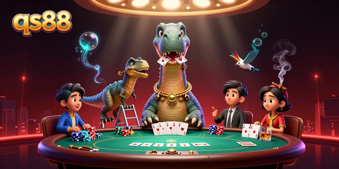 Engage in thrilling poker action at qs88 with a vibrant casino scene brimming with energy.